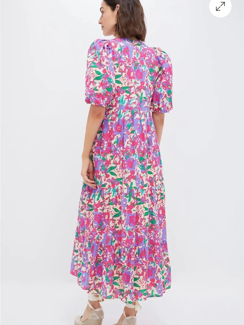 Floral Puff-Sleeve Maxi Dress in Pink & Purple - Picture 2 of 2